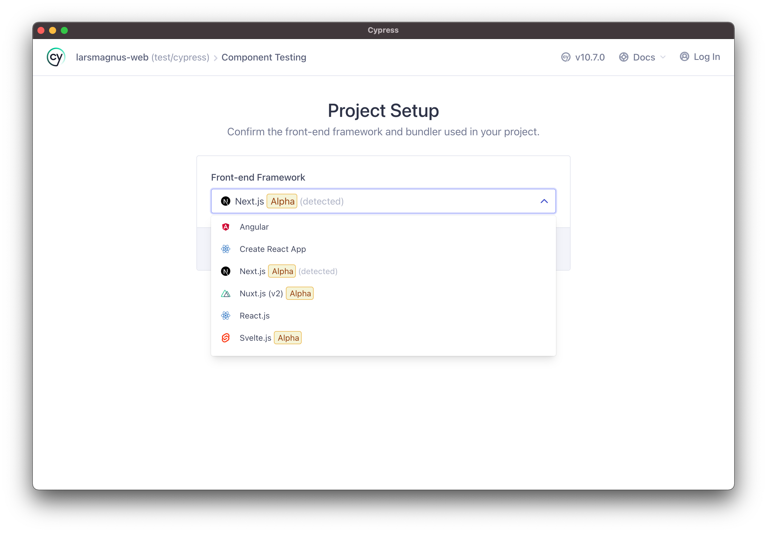 Cypress LaunchPad: Project setup Next.js alpha